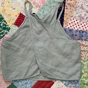 Zara Wrapped Around Tank Crop Top Size XS 100% Linen Excellent Shape
